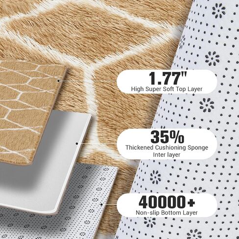 Area Rug for Living Room Bedroom, 5X7 Feet Soft Shaggy Rug, Plush Fluffy Rugs, Modern Moroccan Geometric Carpets, Anti-Skid Durable Carpet for Kids Dorm Nursery, Home Decor Aesthetic, White and Beige in Saudi Arabia