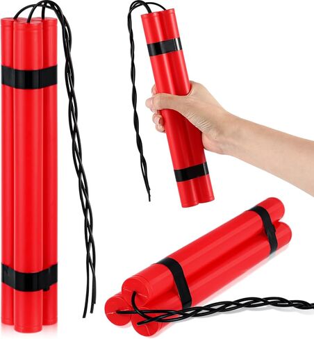 Sratte 12 Sticks Fake Red Pretend Explosive Bomb Pack Plastic Fake Dynamite Toy Weapons Military Army Bomb Toy for Prank Gag Army Role Play Film Prop Gift in Saudi Arabia