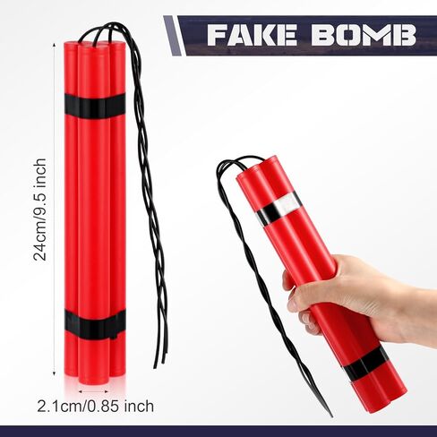 Sratte 12 Sticks Fake Red Pretend Explosive Bomb Pack Plastic Fake Dynamite Toy Weapons Military Army Bomb Toy for Prank Gag Army Role Play Film Prop Gift in Saudi Arabia