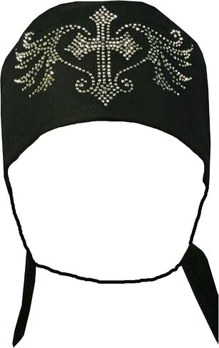 شراء قبعات وقبعات Doo-rag مع عرق عرق الدراجات النارية سجم الدراجات النارية Do-Bandana (Rhinestone Cross Angel Wings in Kuwait
