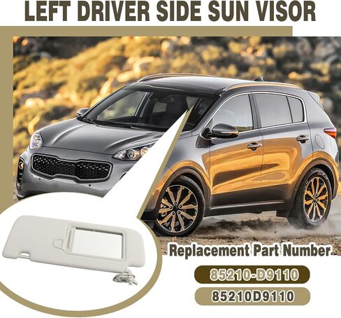 Left Driver Side Sun Visor w/LED Lit and Makeup Mirro Replacement for Honda Pilot 2009-2015 Replacement Sunshade 83280-SZA-A01ZA Gray in Saudi Arabia