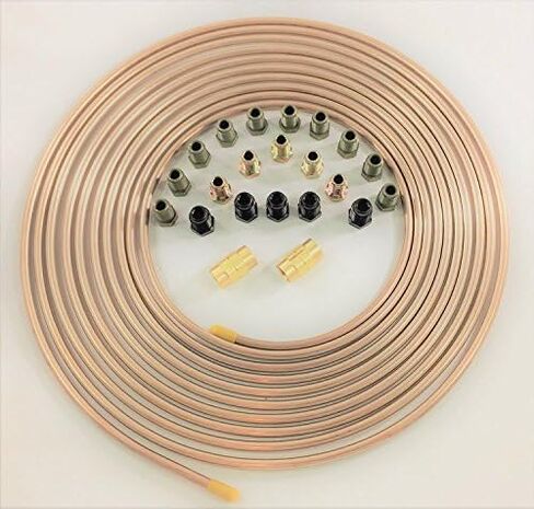 The Stop Shop 25 ft. Copper Nickel 6mm Brake Line Tubing w/metric brake line ISO/Bubble Flare fittings (Pack of 22 Fittings) in Saudi Arabia
