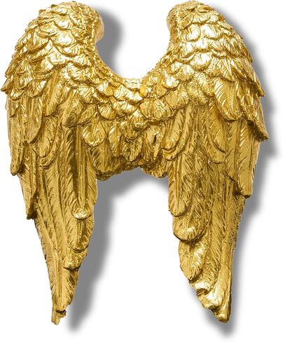 AMOIENSIS Angel Wings Wall Art Sculpture for Front Door Porch Living Room Wall Decoration, 6 inch Vintage Accent Wall Hanging Wall Mount Statue Resin 3D Wall Art Sculpture Gold in Saudi Arabia