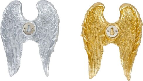 AMOIENSIS Angel Wings Wall Art Sculpture for Front Door Porch Living Room Wall Decoration, 6 inch Vintage Accent Wall Hanging Wall Mount Statue Resin 3D Wall Art Sculpture Gold in Saudi Arabia