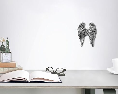 AMOIENSIS Angel Wings Wall Art Sculpture for Front Door Porch Living Room Wall Decoration, 6 inch Vintage Accent Wall Hanging Wall Mount Statue Resin 3D Wall Art Sculpture Gold in Saudi Arabia