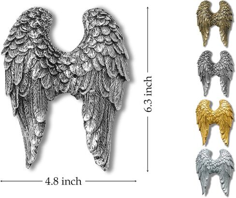 AMOIENSIS Angel Wings Wall Art Sculpture for Front Door Porch Living Room Wall Decoration, 6 inch Vintage Accent Wall Hanging Wall Mount Statue Resin 3D Wall Art Sculpture Gold in Saudi Arabia