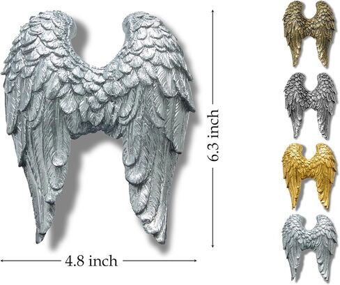 AMOIENSIS Angel Wings Wall Art Sculpture for Front Door Porch Living Room Wall Decoration, 6 inch Vintage Accent Wall Hanging Wall Mount Statue Resin 3D Wall Art Sculpture Gold in Saudi Arabia