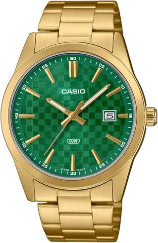 Casio MTP-VD03G-3A Men's Standard Gold Tone Stanless Steel Green Dial 3-Hand Analog Watch in Saudi Arabia