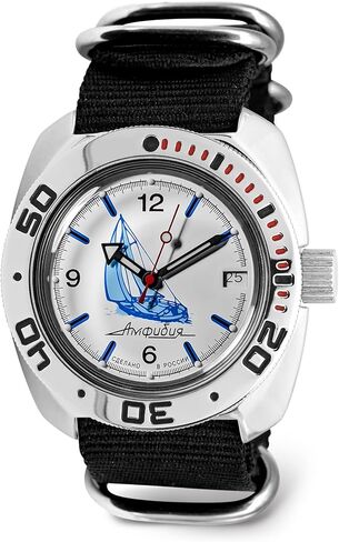 Vostok | Sea Captain Amphibian Automatic Self-Winding Russian Diver Wrist Watch | WR 200 m | Amphibia 710615 | Fashion | Business | Casual Men's Watches in Saudi Arabia