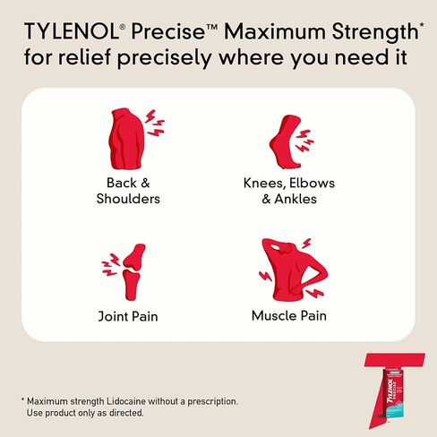 Tylenol Precise Nighttime Pain Relieving Cream, Topical Relief with 4% Camphor & 1.25% Menthol for Fast Acting & Penetrating Joint & Muscle Pain Relief, Calming Scent for Relaxation, 4 oz in Kuwait