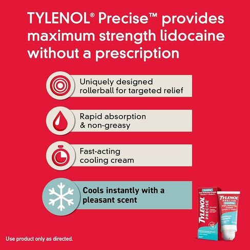 Tylenol Precise Nighttime Pain Relieving Cream, Topical Relief with 4% Camphor & 1.25% Menthol for Fast Acting & Penetrating Joint & Muscle Pain Relief, Calming Scent for Relaxation, 4 oz in Kuwait