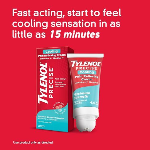 Tylenol Precise Nighttime Pain Relieving Cream, Topical Relief with 4% Camphor & 1.25% Menthol for Fast Acting & Penetrating Joint & Muscle Pain Relief, Calming Scent for Relaxation, 4 oz in Kuwait