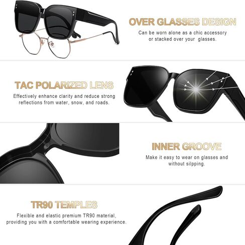 KANASTAL Oversized Over Glasses Sunglasses Womens Mens Polarized UV400 Trendy Fit Over Sun Glasses Fashion Square Shades in Kuwait