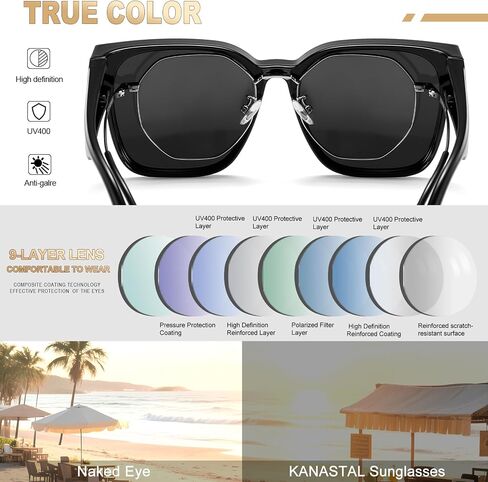 KANASTAL Oversized Over Glasses Sunglasses Womens Mens Polarized UV400 Trendy Fit Over Sun Glasses Fashion Square Shades in Kuwait
