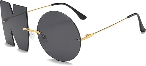 نظارة شمسية للنساء والرجال ، لا تصميم نظارات ميتا أسود عديمة التصميم ، والأزياء الرجعية التسعينيات in Kuwait