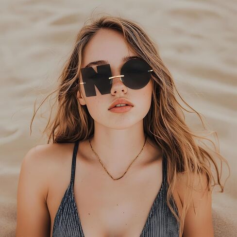 Sunglasses for Women and Men, No Design Trendy Rimless Black Meta Glasses, Fashion Retro 90s in Kuwait