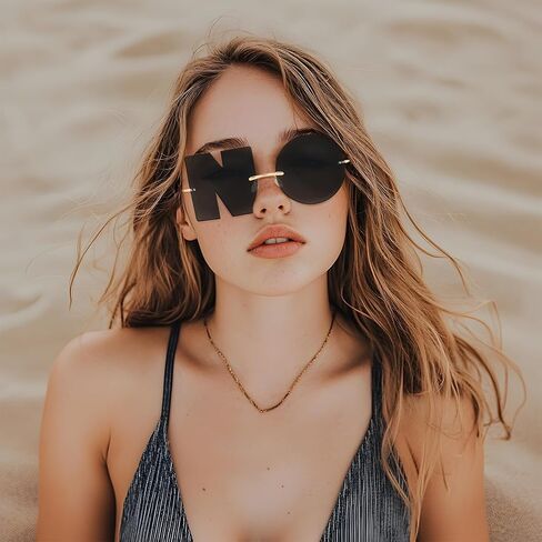 نظارة شمسية للنساء والرجال ، لا تصميم نظارات ميتا أسود عديمة التصميم ، والأزياء الرجعية التسعينيات in Kuwait