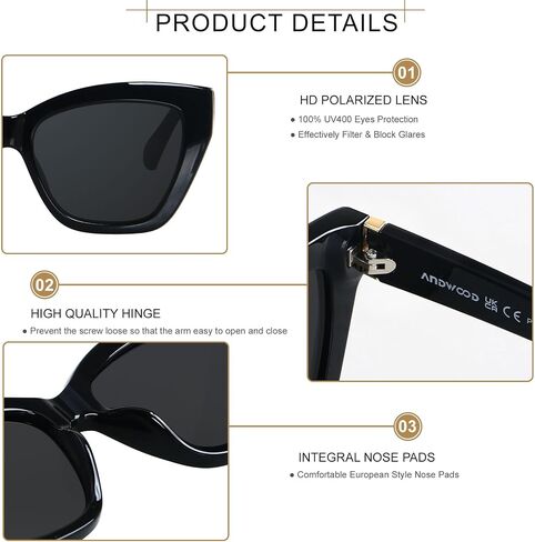 ANDWOOD Trendy Cute Cat Eye Polarized Sunglasses for Women Fashion Cateye Sunnies Lentes de sol para mujer in Kuwait
