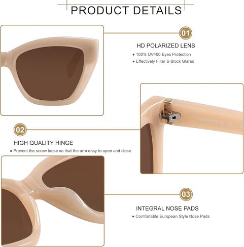 ANDWOOD Trendy Cute Cat Eye Polarized Sunglasses for Women Fashion Cateye Sunnies Lentes de sol para mujer in Kuwait