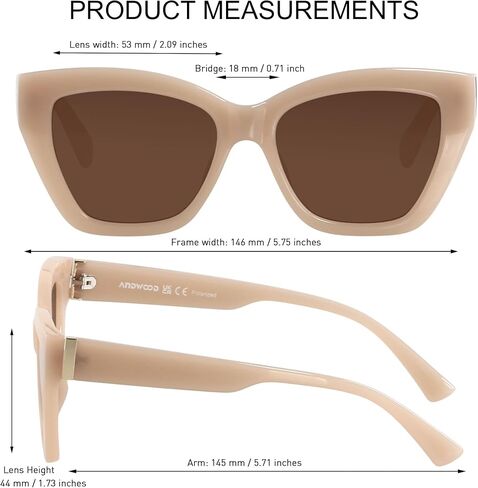ANDWOOD Trendy Cute Cat Eye Polarized Sunglasses for Women Fashion Cateye Sunnies Lentes de sol para mujer in Kuwait