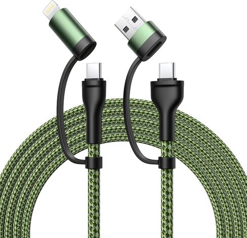 4 in 1 Charging Cable [2Pack 6.6FT] 60W Fast Charging Cord Apple MFi Certified Lightning Cable Nylon Braided Multi USB C Cable for iPhone 16/15 14 13 iPad Samsung Galaxy MacBook iPad Tablets and More in Saudi Arabia