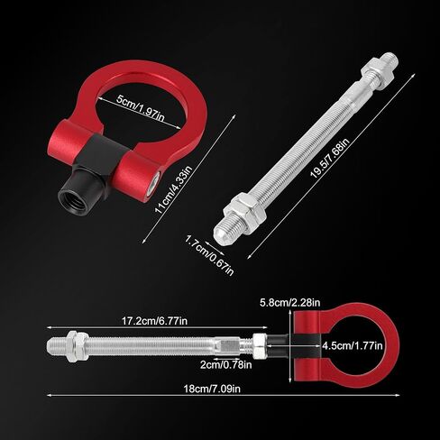 WRX Racing Tow Hook,IS2303 Front Tow Hook Ring Tow Eye Billet Aluminum Red Tow Hook for BRZ/Impreza/WRX/STi(Red) in Saudi Arabia