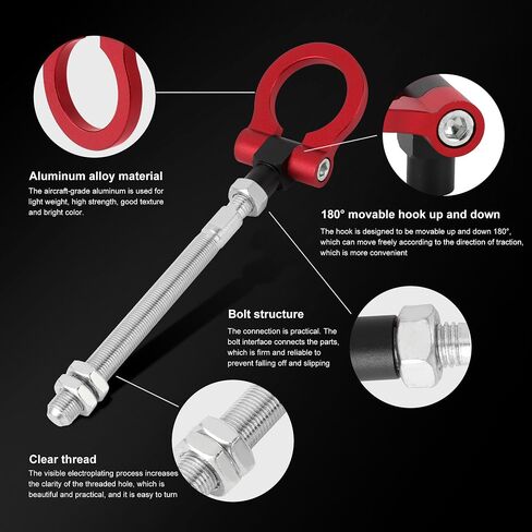 WRX Racing Tow Hook,IS2303 Front Tow Hook Ring Tow Eye Billet Aluminum Red Tow Hook for BRZ/Impreza/WRX/STi(Red) in Saudi Arabia
