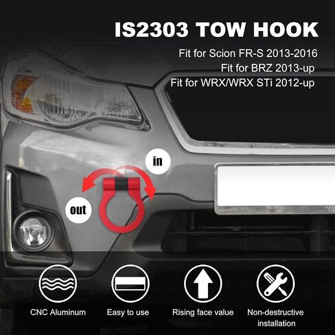 WRX Racing Tow Hook,IS2303 Front Tow Hook Ring Tow Eye Billet Aluminum Red Tow Hook for BRZ/Impreza/WRX/STi(Red) in Saudi Arabia