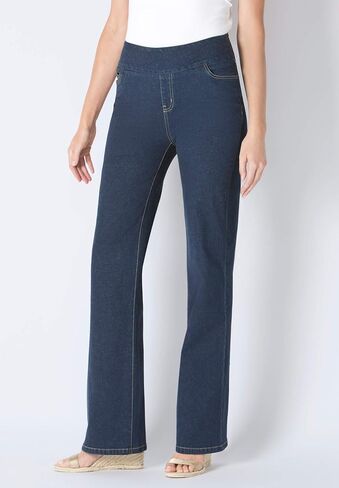 Woman Within Plus Size Petite Flex-Fit Pull-On Bootcut Denim Jean in Saudi Arabia
