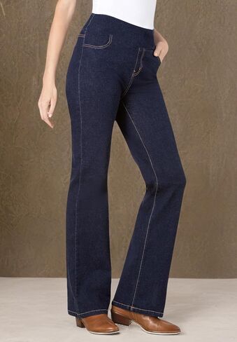 Woman Within Plus Size Petite Flex-Fit Pull-On Bootcut Denim Jean in Saudi Arabia