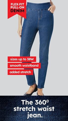 Woman Within Plus Size Petite Flex-Fit Pull-On Bootcut Denim Jean in Saudi Arabia