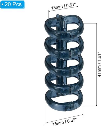 PATIKIL 5-Ring Binding Rings, 1.61"x 0.59"20 Pack Plastic Round Loose-Leaf Rings Comb Folio Binder for Notebook Album and Office Supplies, Transparent Blue in Saudi Arabia