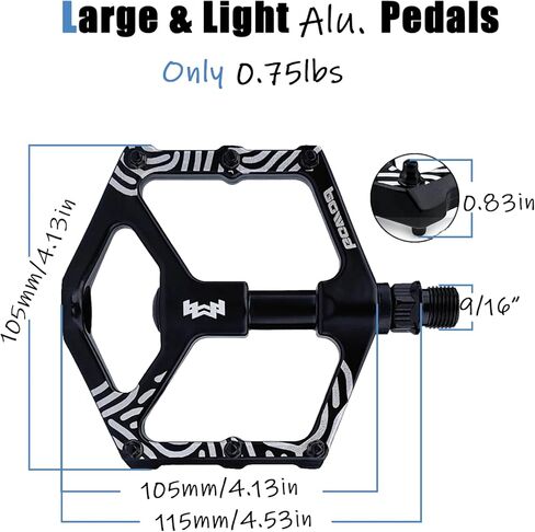 دواسات دراجة الطريق غير قابلة للتخطي، دواسات دراجات من الألومنيوم بدون مشبك، دواسات MTB خفيفة الوزن مسطحة مع محور فضي 9/16 بوصة، دواسات دراجة جبلية للشباب مع 12 دبابيس لدواسات دراجة ثلاثية العجلات لركاب المدينة in Kuwait