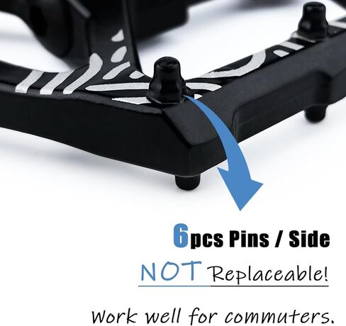 دواسات دراجة الطريق غير قابلة للتخطي، دواسات دراجات من الألومنيوم بدون مشبك، دواسات MTB خفيفة الوزن مسطحة مع محور فضي 9/16 بوصة، دواسات دراجة جبلية للشباب مع 12 دبابيس لدواسات دراجة ثلاثية العجلات لركاب المدينة in Kuwait