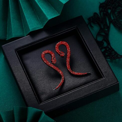 Flyonce Halloween Earrings Rhinestone Snake Earrings Costume Statement Snake Jewelry Serpent Snakes Dangle Earrings Cosplay Jewelry Accessories in Kuwait