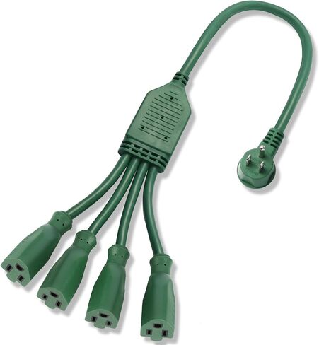 Extension Cord Splitter,4 Plug Splitter,14AWG SJTW 15A 1875W 14/3-Gauge 2.3FT Power Splitter, 4 Way 3 Prong 1 to 4 Plug Power Cord Splitter, Heavy Duty Cable, Green, for Indoor or Outdoor Use. in Saudi Arabia