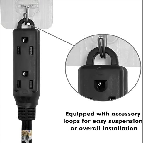 3 منافذ توصيل مسطحة داخلية وخارجية، موسع مخرج سلك، مدرج في قائمة UL، 16 مقياس 12 قدم أسود 3 شقوق سلك تمديد عالي التحمل منافذ متعددة، 16/3 SJTW 13A شريط طاقة مسطح in Kuwait