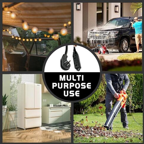 3 منافذ توصيل مسطحة داخلية وخارجية، موسع مخرج سلك، مدرج في قائمة UL، 16 مقياس 12 قدم أسود 3 شقوق سلك تمديد عالي التحمل منافذ متعددة، 16/3 SJTW 13A شريط طاقة مسطح in Kuwait