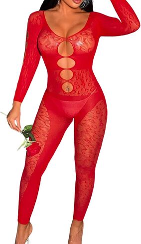 Women Sexy Full Leopard Fishnet Bodysuit, Poster Lace Jumpsuit Body Stockings, Club Rave Party Exotic Dancer Outfits in Saudi Arabia