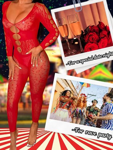 Women Sexy Full Leopard Fishnet Bodysuit, Poster Lace Jumpsuit Body Stockings, Club Rave Party Exotic Dancer Outfits in Saudi Arabia