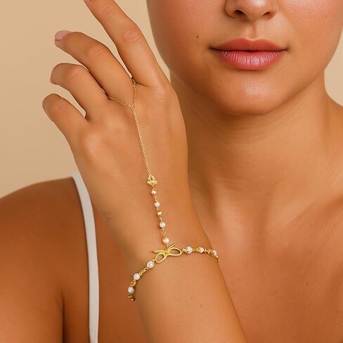 Gold Hand Chain Ring Slave Bracelets for Woman, Dainty Slave Bracelets Summer Beach Jewelry Gift. in Saudi Arabia