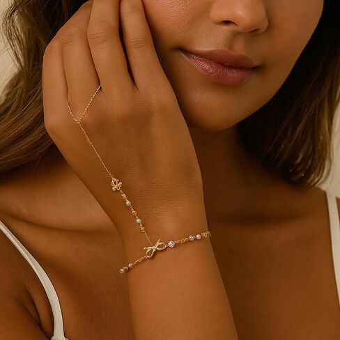 Gold Hand Chain Ring Slave Bracelets for Woman, Dainty Slave Bracelets Summer Beach Jewelry Gift. in Saudi Arabia