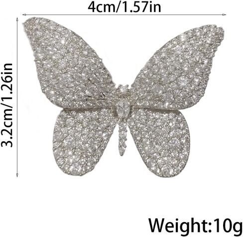 Crystal Butterfly Brooches for Women,Silver Rhinestone Brooch Pins Vintage Gold Butterfly Large Brooch Pin,Aesthetic Everyday Jewelry Pins in Kuwait