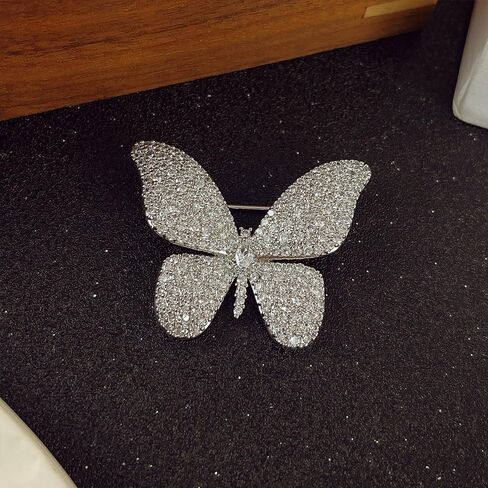 Crystal Butterfly Brooches for Women,Silver Rhinestone Brooch Pins Vintage Gold Butterfly Large Brooch Pin,Aesthetic Everyday Jewelry Pins in Kuwait
