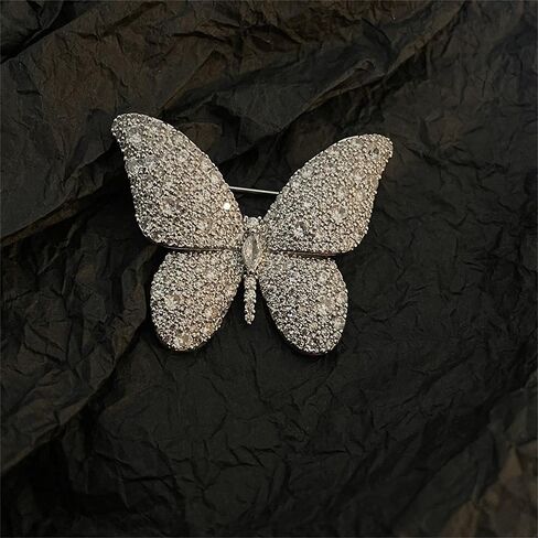 Crystal Butterfly Brooches for Women,Silver Rhinestone Brooch Pins Vintage Gold Butterfly Large Brooch Pin,Aesthetic Everyday Jewelry Pins in Kuwait