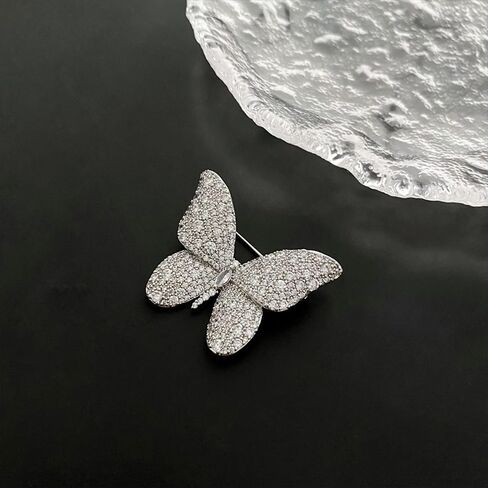 Crystal Butterfly Brooches for Women,Silver Rhinestone Brooch Pins Vintage Gold Butterfly Large Brooch Pin,Aesthetic Everyday Jewelry Pins in Kuwait