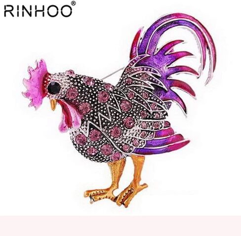 Trendy Big Rooster Brooch French Jewelry Fashion Multicolor Crystal Brooches Female Animal Brooches for Women in Saudi Arabia