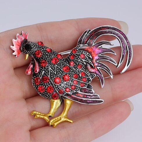 Trendy Big Rooster Brooch French Jewelry Fashion Multicolor Crystal Brooches Female Animal Brooches for Women in Saudi Arabia