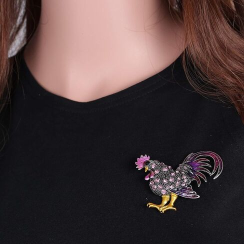 Trendy Big Rooster Brooch French Jewelry Fashion Multicolor Crystal Brooches Female Animal Brooches for Women in Saudi Arabia