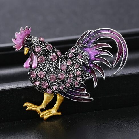 Trendy Big Rooster Brooch French Jewelry Fashion Multicolor Crystal Brooches Female Animal Brooches for Women in Saudi Arabia
